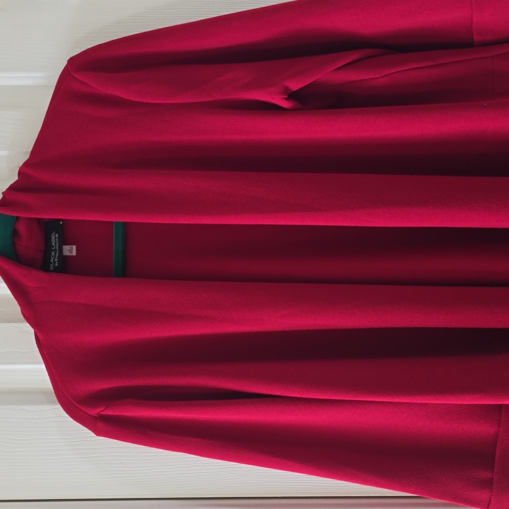 BLACK LABEL BY EVAN-PICONE WOMENS RED PROFESSIONAL  BLAZER JACKET SIZE LARGE